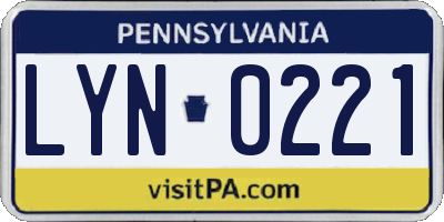 PA license plate LYN0221
