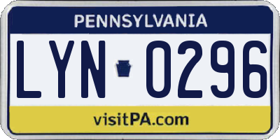 PA license plate LYN0296
