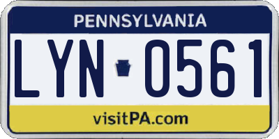 PA license plate LYN0561