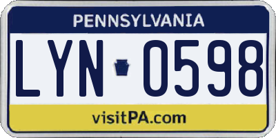 PA license plate LYN0598