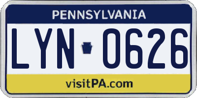 PA license plate LYN0626