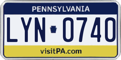 PA license plate LYN0740