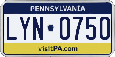 PA license plate LYN0750