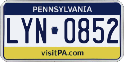 PA license plate LYN0852
