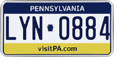 PA license plate LYN0884