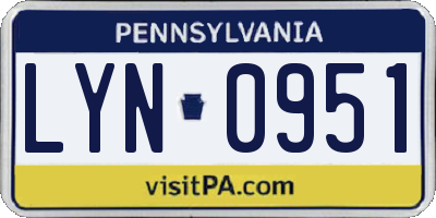 PA license plate LYN0951