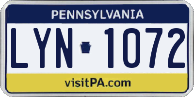 PA license plate LYN1072