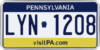 PA license plate LYN1208