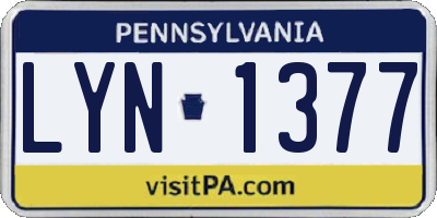 PA license plate LYN1377