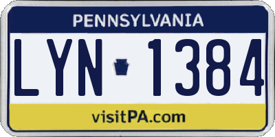 PA license plate LYN1384