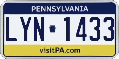 PA license plate LYN1433