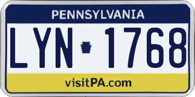 PA license plate LYN1768