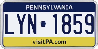 PA license plate LYN1859