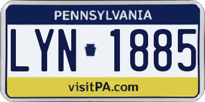 PA license plate LYN1885
