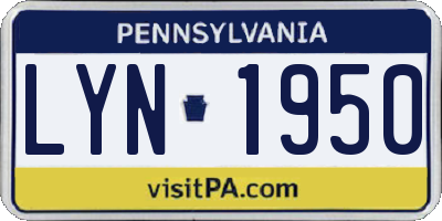 PA license plate LYN1950