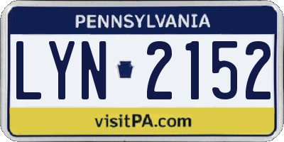 PA license plate LYN2152