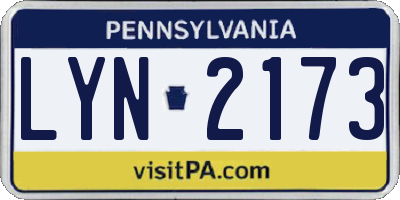 PA license plate LYN2173