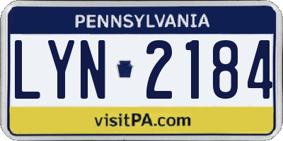 PA license plate LYN2184