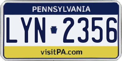 PA license plate LYN2356