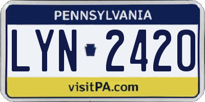 PA license plate LYN2420