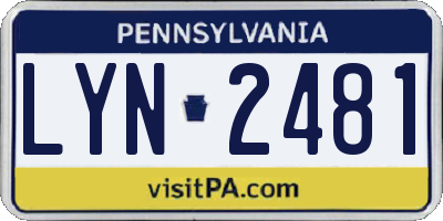PA license plate LYN2481