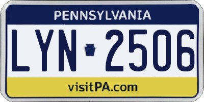 PA license plate LYN2506
