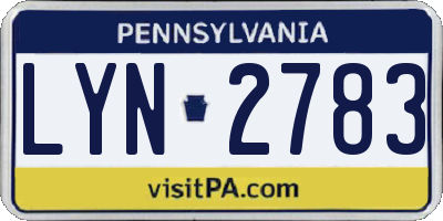 PA license plate LYN2783