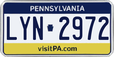 PA license plate LYN2972