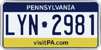 PA license plate LYN2981