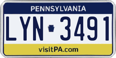 PA license plate LYN3491