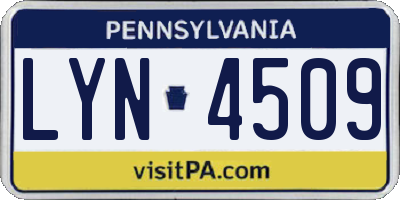 PA license plate LYN4509