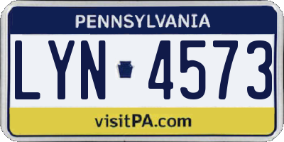 PA license plate LYN4573