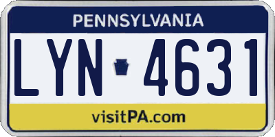PA license plate LYN4631