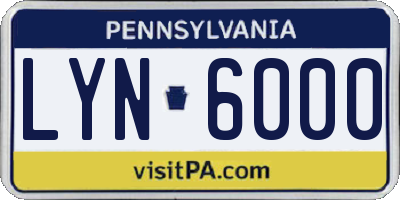 PA license plate LYN6000