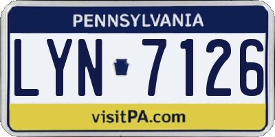 PA license plate LYN7126
