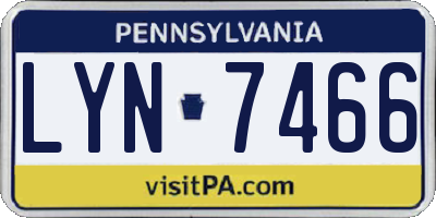 PA license plate LYN7466