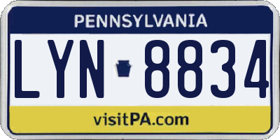 PA license plate LYN8834
