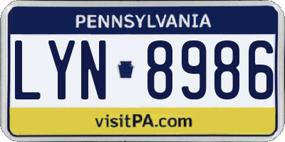 PA license plate LYN8986