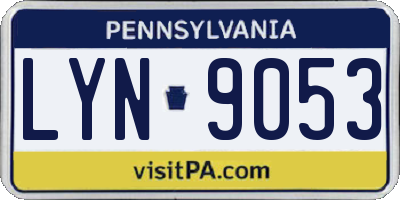 PA license plate LYN9053