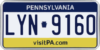 PA license plate LYN9160