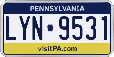PA license plate LYN9531