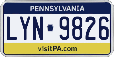 PA license plate LYN9826