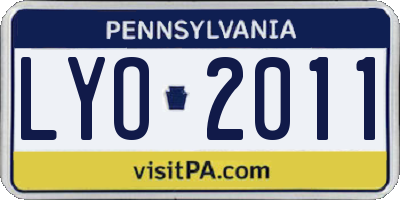 PA license plate LYO2011