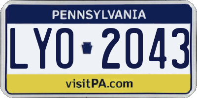 PA license plate LYO2043