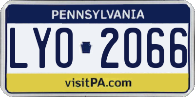 PA license plate LYO2066