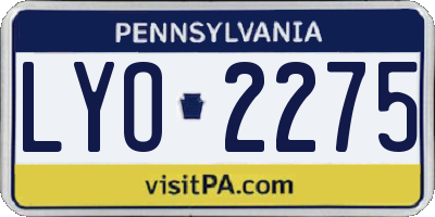 PA license plate LYO2275