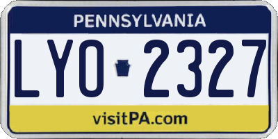 PA license plate LYO2327