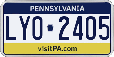PA license plate LYO2405