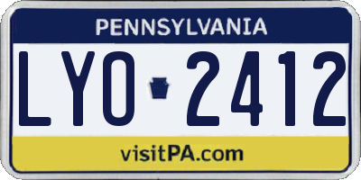 PA license plate LYO2412