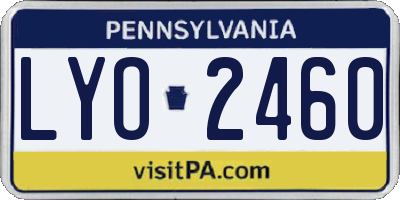 PA license plate LYO2460